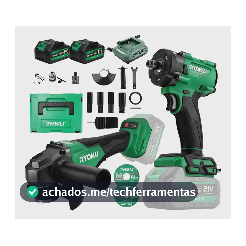 Chave De Impacto+ Esmerilhadeira Lixadeira Kit Brushless 21v
