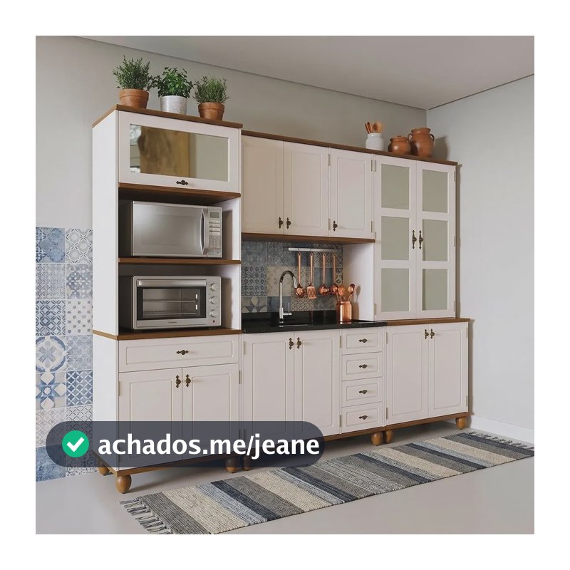 Cozinha Completa 4 Gavetas Joy Off White/nogueira