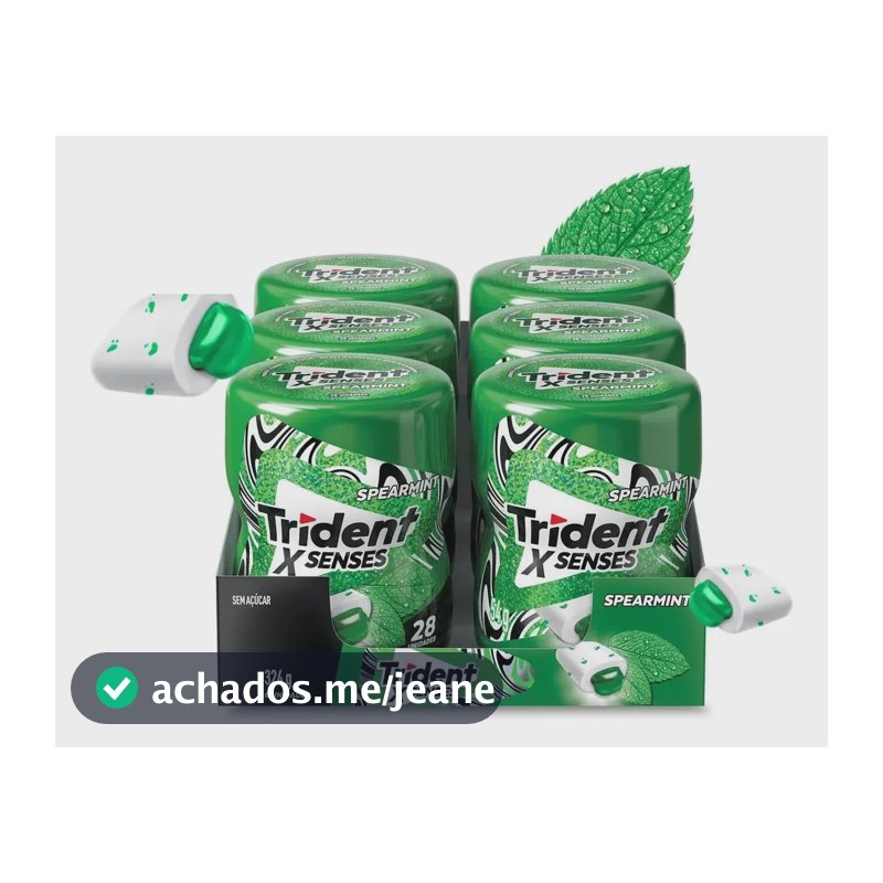 Chiclete Trident XSenses Spearmint - Caixa com 6 Unidades de 54g