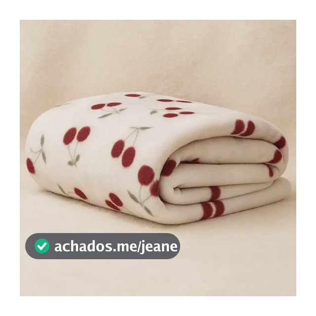 Manta Cobertor Casal Padrão Cama Decorativa Cerejas Cerejas 350 G Branco