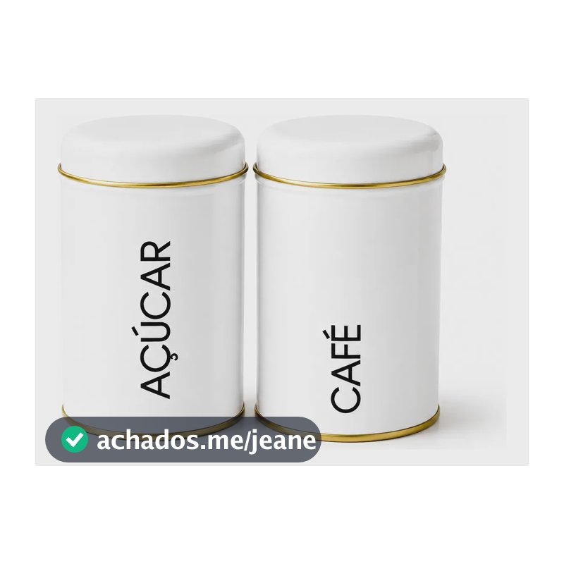 Kit com 2 Potes para Mantimentos Herméticos de Metal Brancos 800 mL