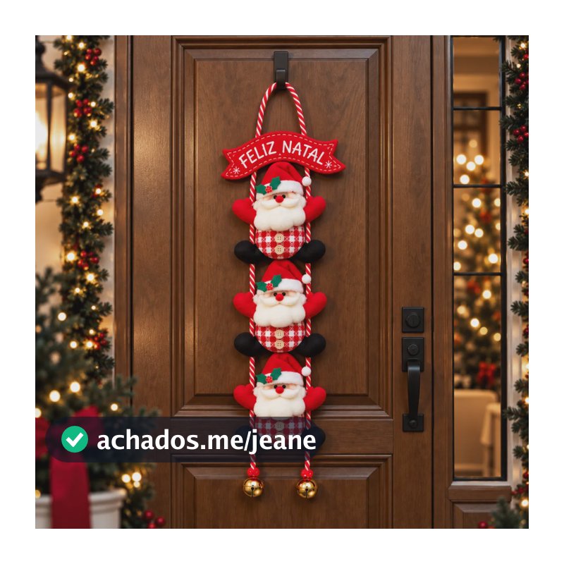 Guirlanda De Natal Enfeite Porta Natalina Decorada Grande Vermelho - Papai Noel