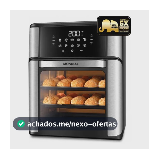 Fritadeira Air Fryer Forno Oven 12L, Mondial, 2200W - AFON-12L-BI