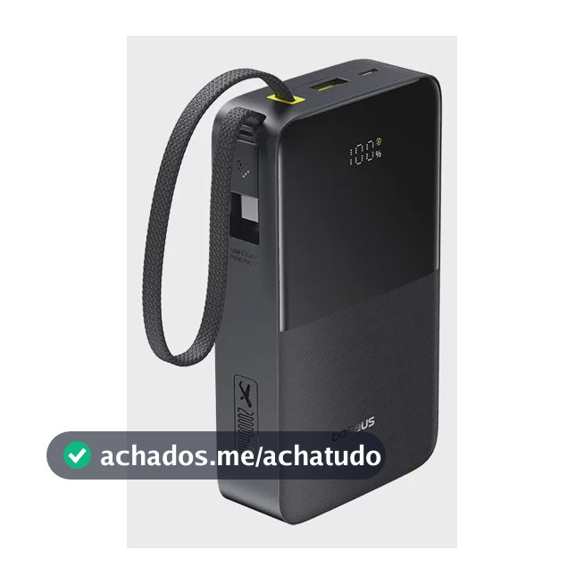 Power Bank Baseus Bipow2 Pro FC51 20000mAh 22,5W Carregamento Rápido Cabo USB-C Integrado Display Digital Carrega 3 Dispositivos Proteção Inteligente Preto