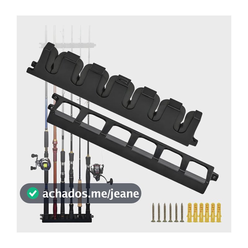 Suporte Vara Para Pesca De Parede 6 Varas Preto