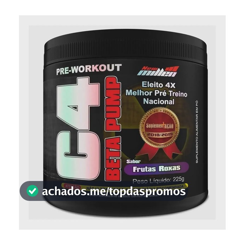 Suplemento En Pó New Millen Cafeína De C4 Beta Pump Sabor Frutas Roxas X 225g