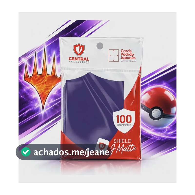 Central Shield Matte Roxo 100 Sleeves Pokémom Magic Pokemon Magic Card Game Português/inglês