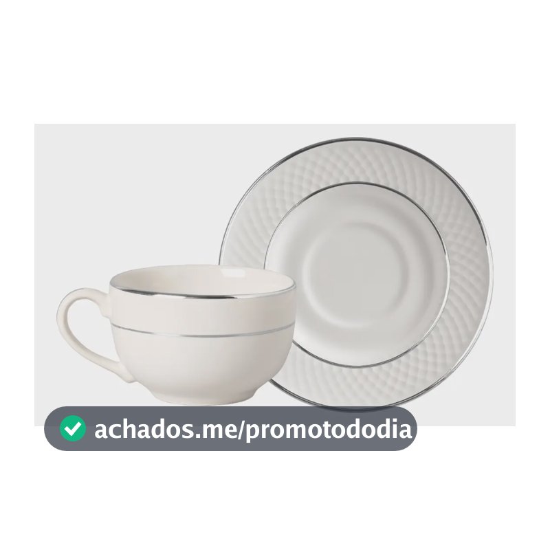 Conjunto Xícaras De Chá Com Pires Relevo Alleanza Branco