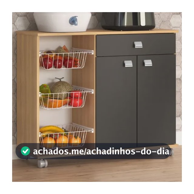 Balcao Fruteira Isis 2 Portas 1 Gaveta Com Rodinhas
