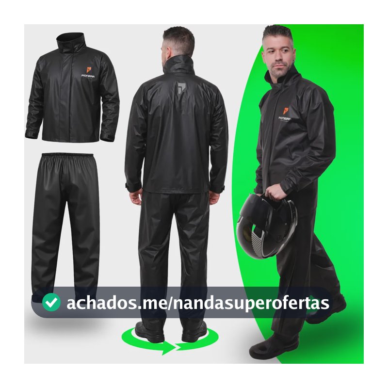 Capa De Chuva Moto Pioneira Impermeável Pvc Motoqueiro Frio Preto Com Laranja Masculino - Gg