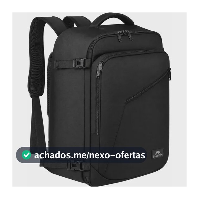 Mochila Viagem Masculina 40L Grande Impermeável Reforçada para Avião Item Pessoal Suporta até 10kg MATEIN 1159 Preto