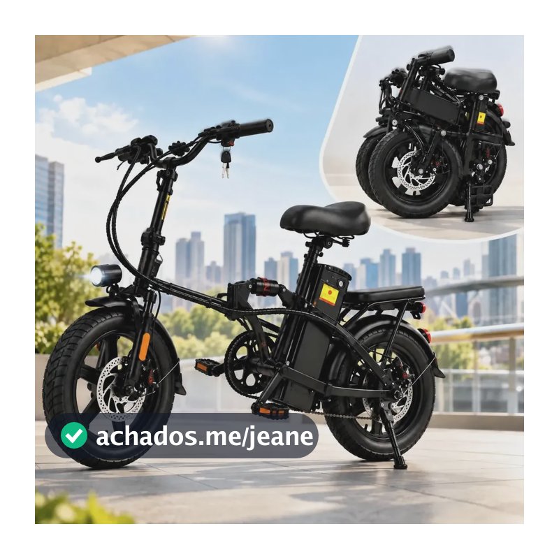 Bicicleta Elétrica Dobrável 500w 48v 10ah Urbana Adulto Preto 75