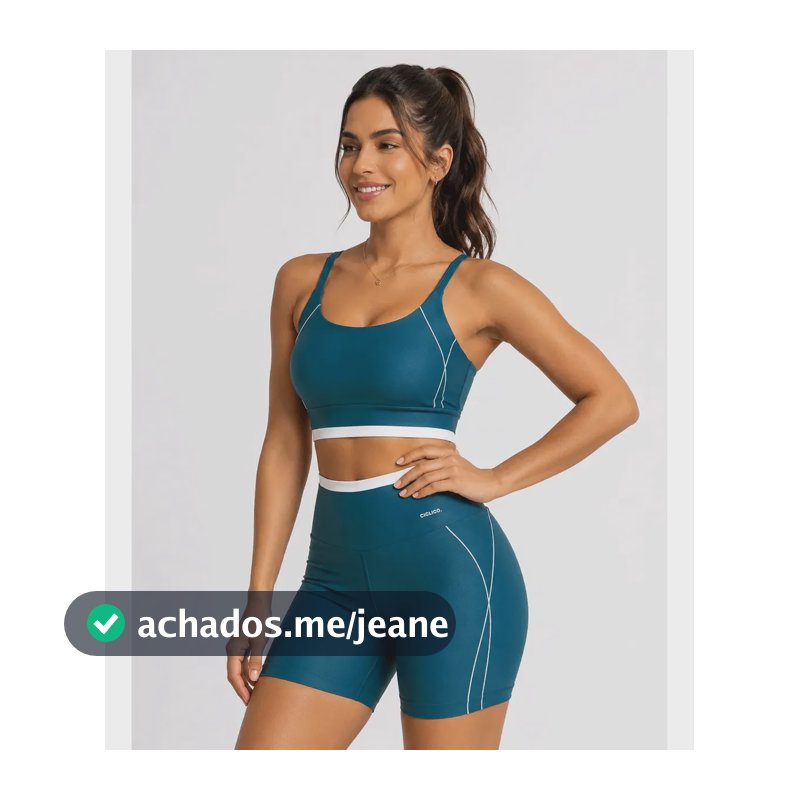 Conjunto Feminino Academia Shorts E Top Alcinha Fitness Azul-aço Liso G