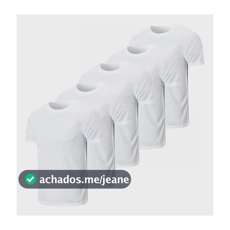Kit 5 Camisetas Masculinas Sublimação Silk 100% Poliéster Branco Liso M