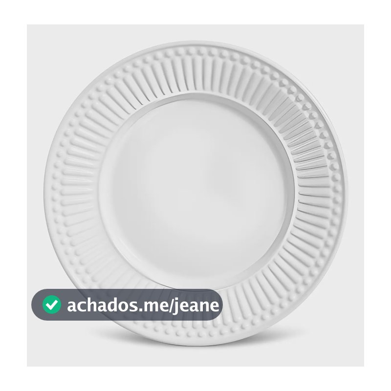 Prato de Sobremesa Branco Cerâmica Porto Brasil Ø20,5cm Roma Jogo 6