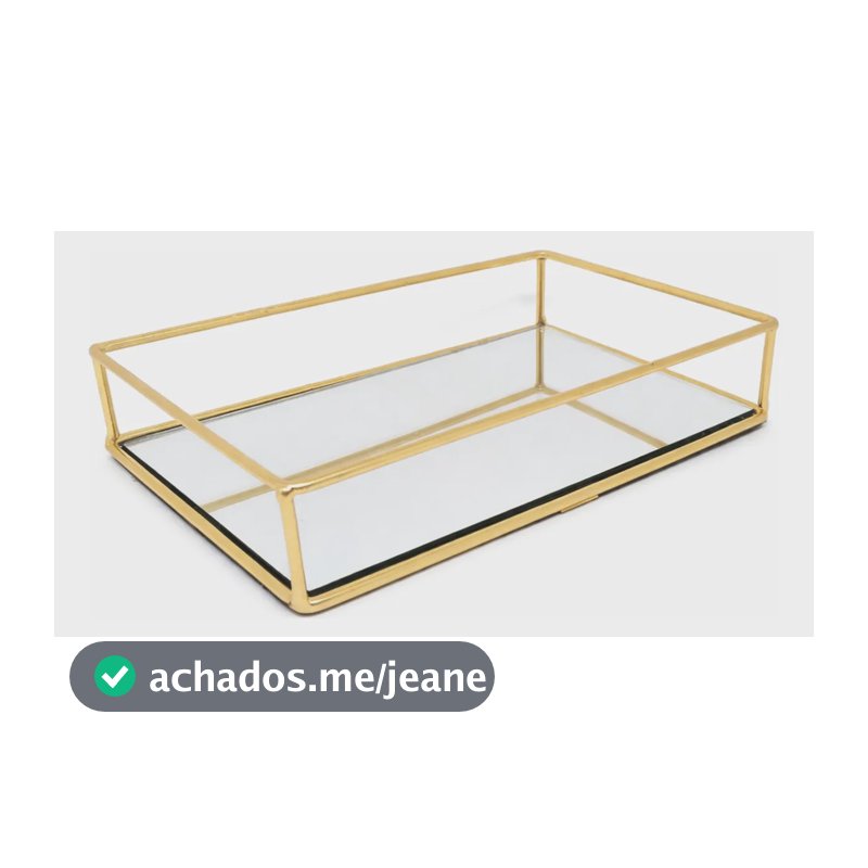 Bandeja Espelhada Decorativa Dourada Banheiro Lavabo Sala Dourado