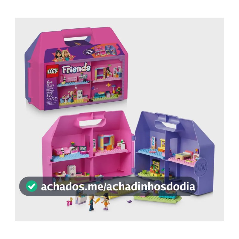 LEGO Friends Mala de Casa de Bonecas Criativa 42697; Brinquedo casa de bonecas portátil para criar histórias e brincar; Com 8 cômodos, móveis e acessórios; Presente para crianças; 6+