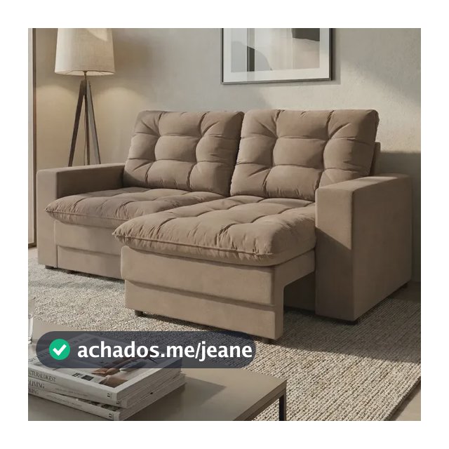Sofá 2 Lugares Retrátil Lubeck Plush Suede Bege 140 Cm