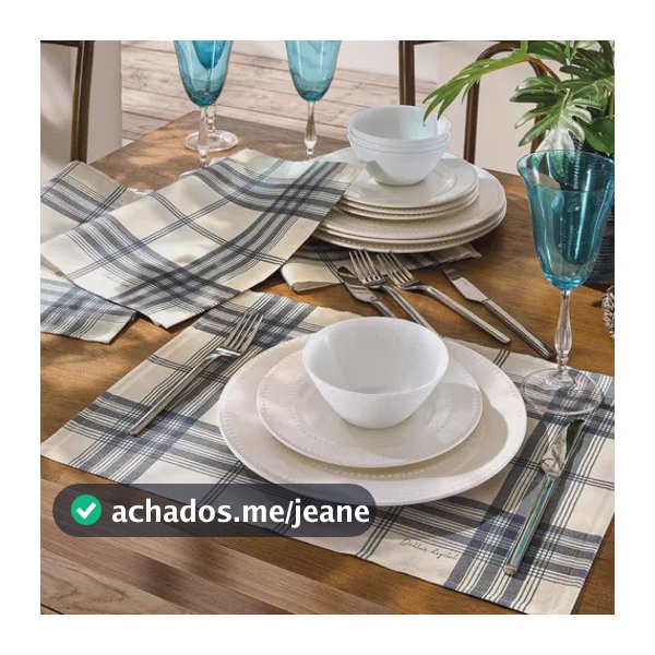 Jogo Americano Xadrez Azul 4 Peças Dohler Clean 45x35 Luna D