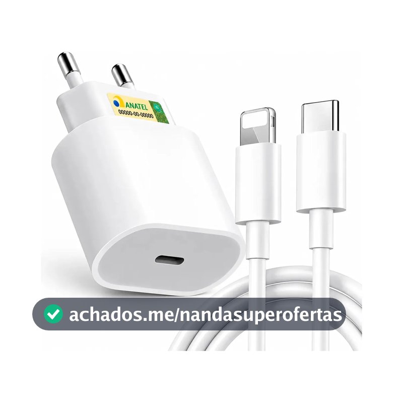 Carregador Compativel Com iPhone 8 X Xr 11 12 13 14 Pro Max Turbo Fonte Tipo C Premium