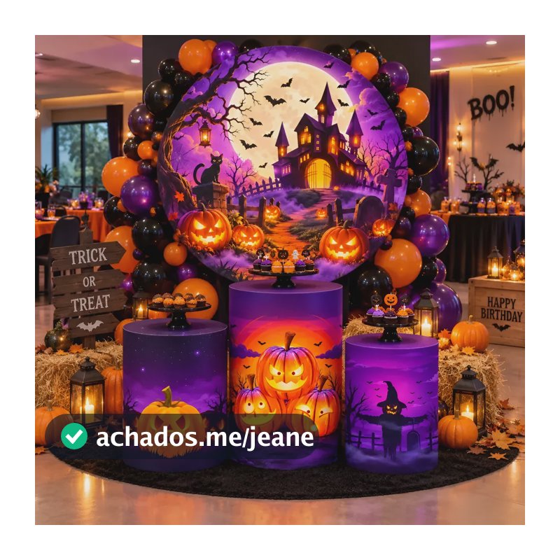 Trio Capa Cilindro + Painel Tema Halloween Veste Fácil 0491