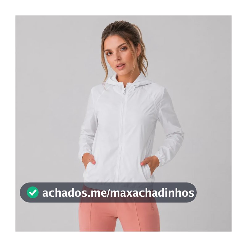 Jaqueta Feminina Iz Corta Vento Ultra Leve Com Capuz 2026 Branco G Liso