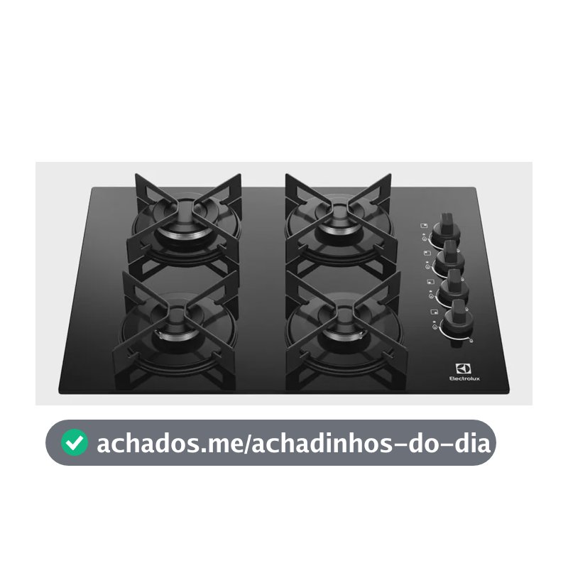 Cooktop 4 Bocas a Gás Electrolux Mesa de Vidro Efficient Grade de Aço Fosco (KE4GR) Bivolt