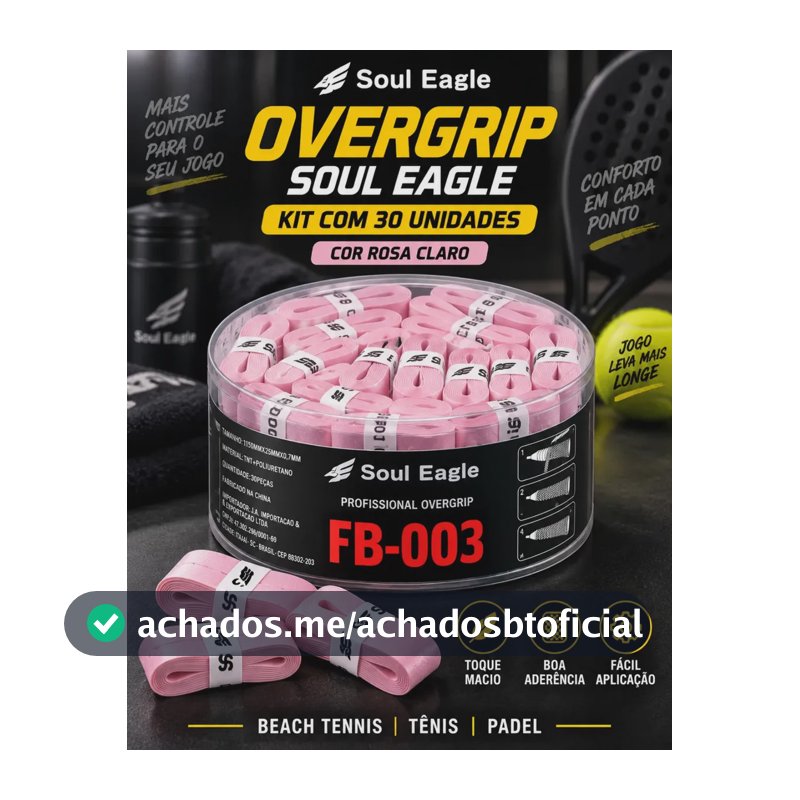 Overgrip Kit 30 Raquete Beach Tennis Grip Antiderrapante Rosa-claro
