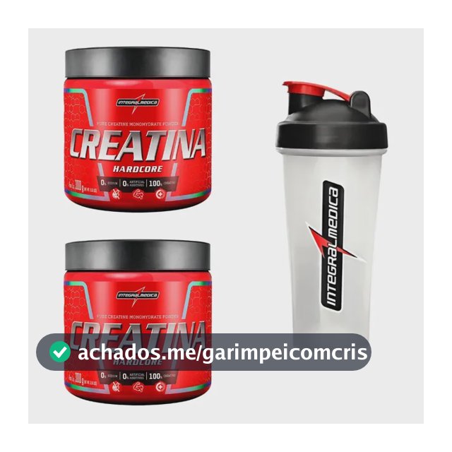 Kit 2 Creatina Integralmedica 300g + Coqueteleira 600ml Neutro