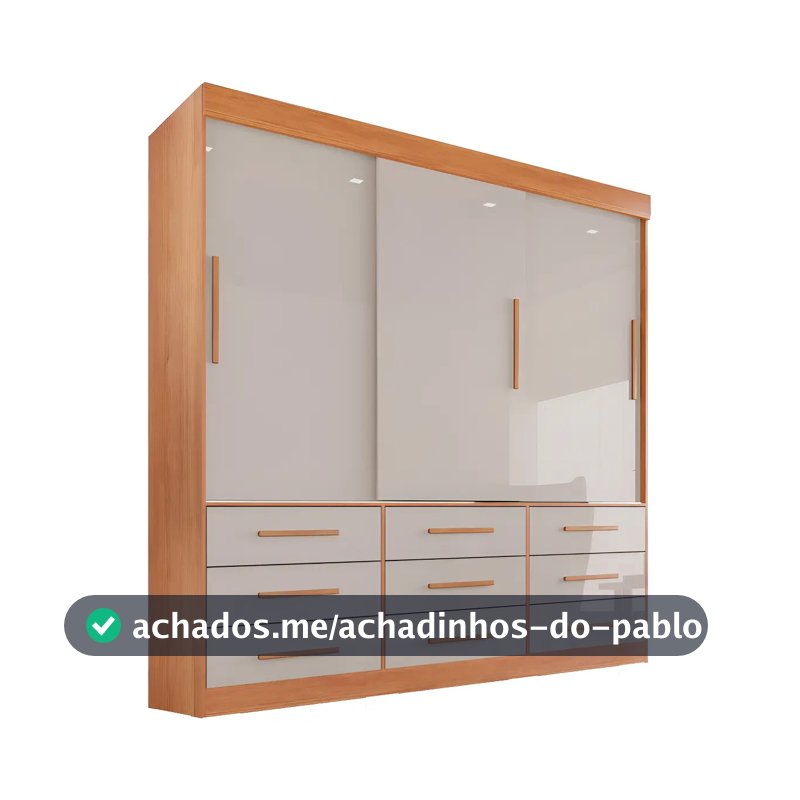 Guarda Roupa Casal 3 Portas 9 Gavetas Luana Sallêto Móveis