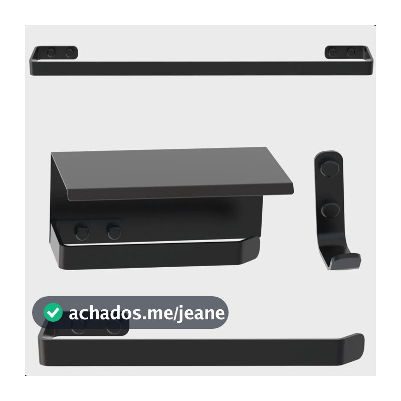 Kit Acessórios Para Banheiro Preto Fosco 4 Peças Max Preto