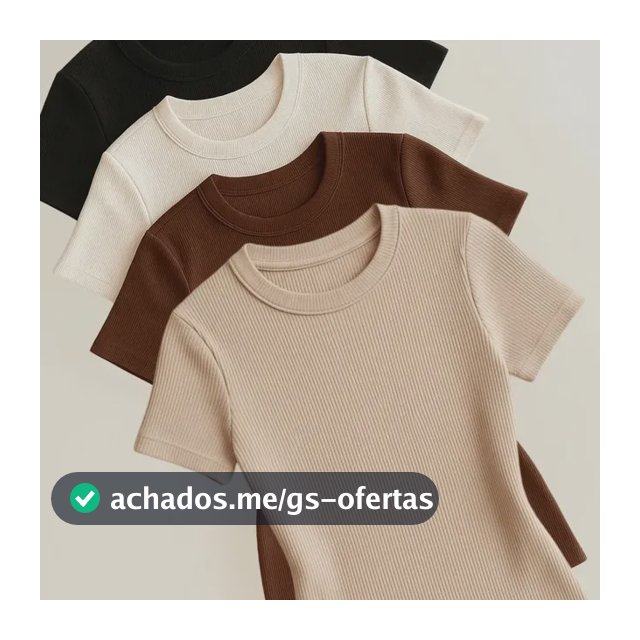 Kit 4 Blusas Feminina Ribana Canelado Estilosa Básica Casual Preto, Branco, Marrom E Nude Liso M/g (36/42)