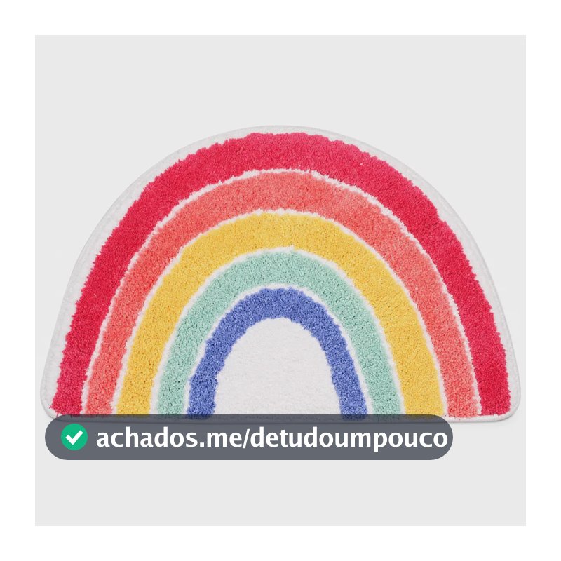 Tapete Infantil Banheiro Quarto de Microfibra Antiderrapante Absorvente Arco Iris