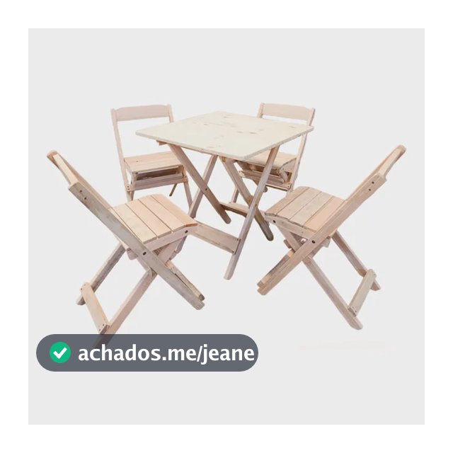 Conjunto Jogo De Mesa 70x70 C/4 Cadeiras Kit Bar Restaurante Sem Pintura Madeira
