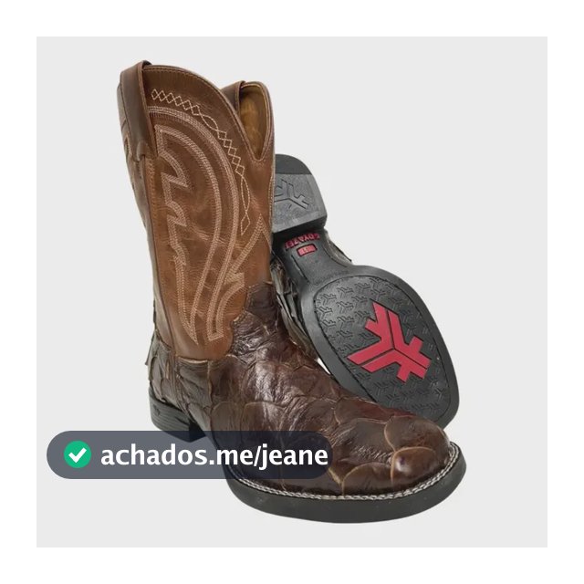 Bota Texana Masculina Goyazes Couro Pirarucu Marrom