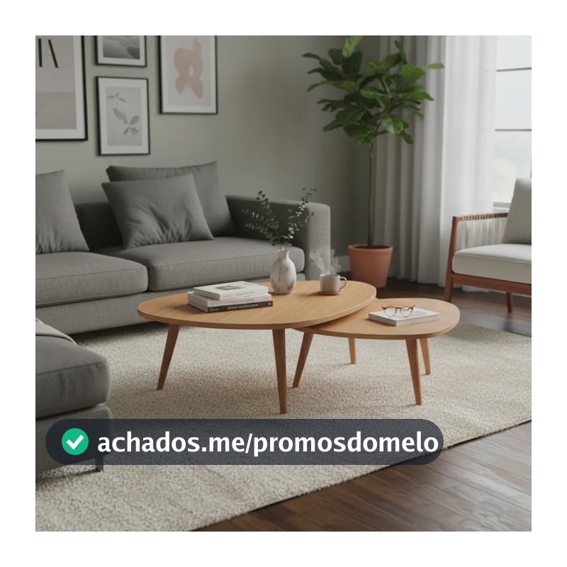 Kit 2 Mesas De Centro Para Sala Design Orgânico 77/93cm- Mel Mel