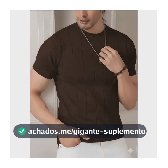 Blusa Masculina Básica Manga Curta Canelada Tricot Modal