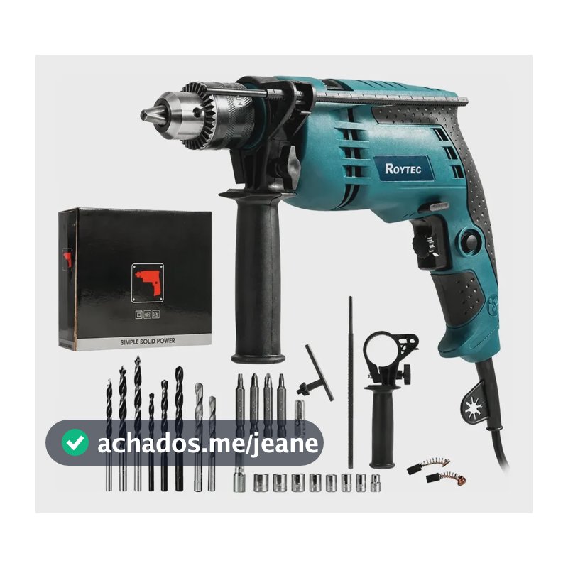 Furadeira Impacto Profissional 750w Acessórios Broca 110 220 Azul 110v