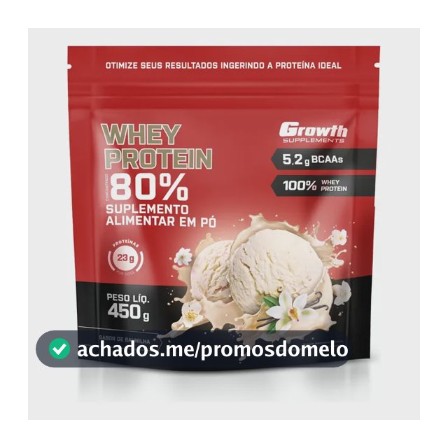 Whey Protein Concentrado 450g Growth Supplements Baunilha