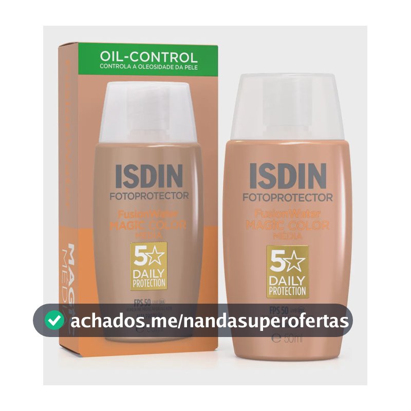 ISDIN Protetor Solar Facial Fusion Water Magic Color FPS 50 - Cor Média - 50ml