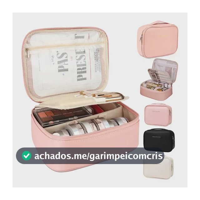 Necessaire Organizadora De Maquiagem Para Viagem Rosa Liso