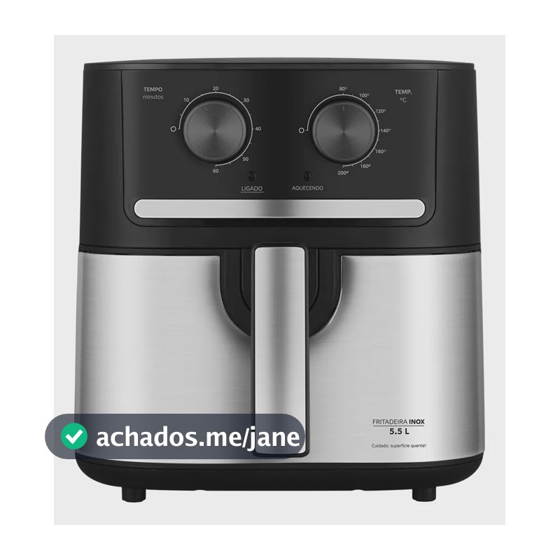 Fritadeira Air Fryer 5,5l Cyclone Preto E Inox Midea