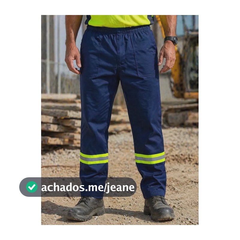 Calça Trabalho Brim Pesado Reforçada Entre Pernas Empresa Azul M