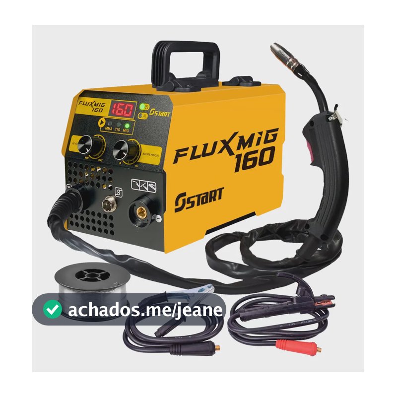 Máquina Inversora De Solda Multiprocessos 160a Digital 3 Em 1 Mig Tig Lift Mma Sem Gás Fluxmig 160 Start