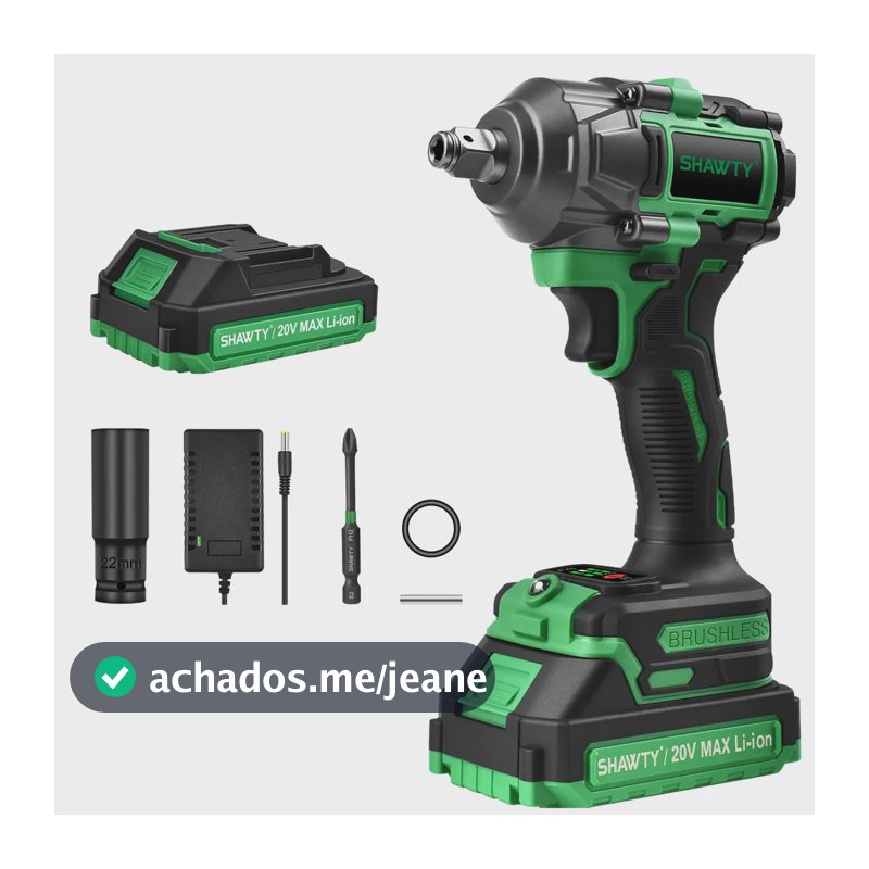 Chave de Impacto Shawty Profissional a Bateria Brushless 1/2" Com LED e Carregador