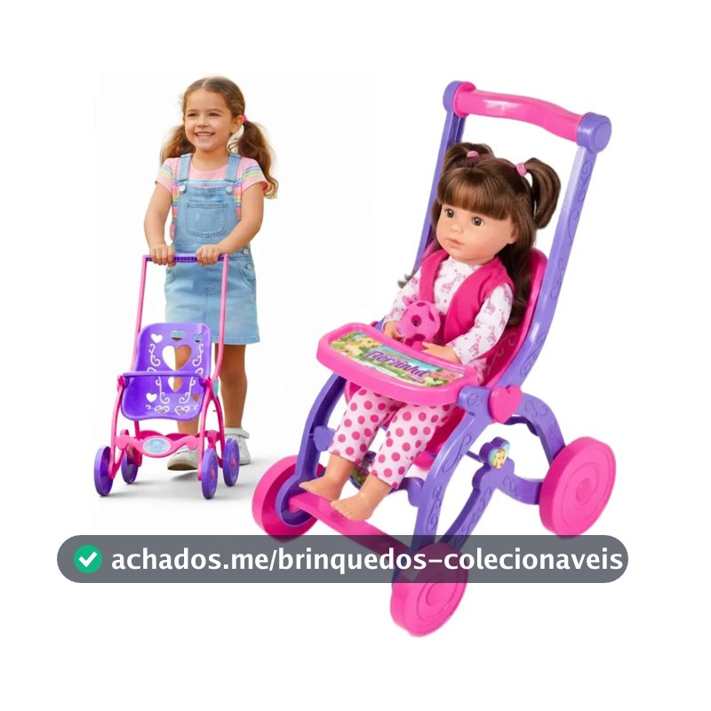 Carrinho De Boneca Bebê Reborn Brinquedo Menina Desmontável Lilás/rosa