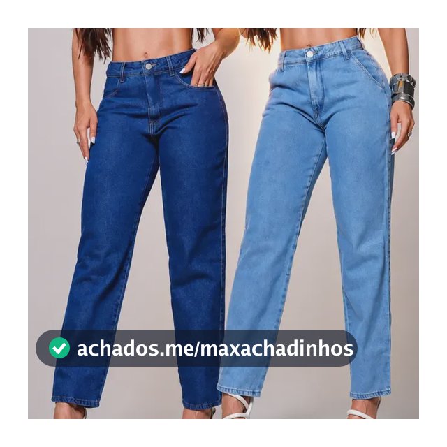 Kit 2 Calcas Jeans Mom Feminina Cintura Alta Blogueira Moda