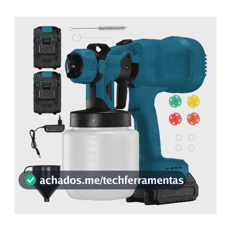Pistola De Pintura 2bateria 48v Sem Fio Pulverizadora Pintor Azul 48v