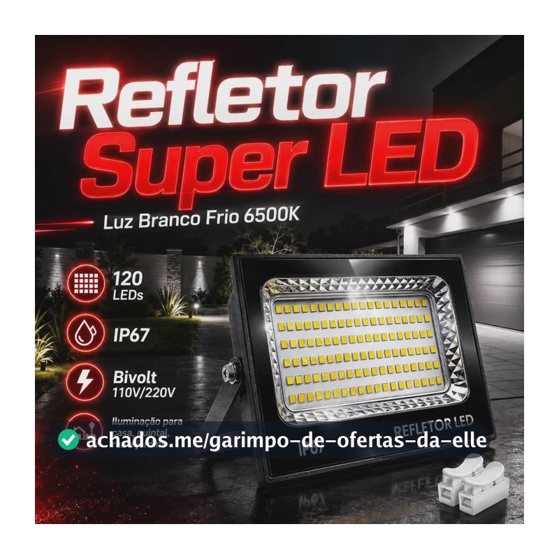 Kit 2 Refletores LED 400W UC68 Branco Frio 6500K Externa IP67