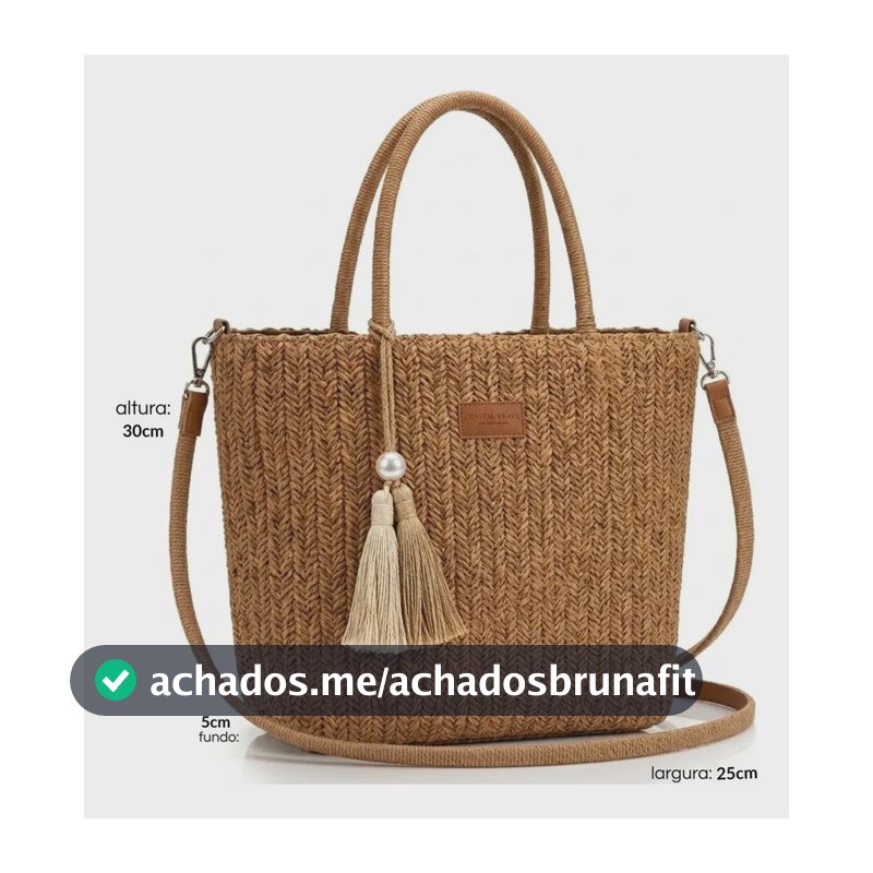 Bolsa Feminina Palha De Ombro Praia Piscina Verao Estilosa Cáqui Lisa